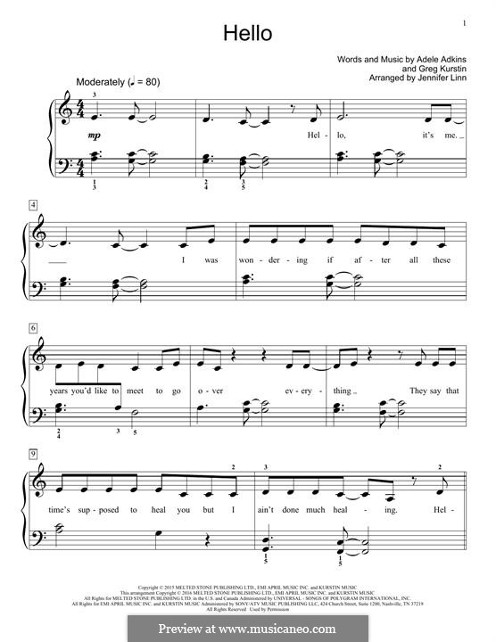 Instrumental version: For piano (Jennifer Linn) by Adele, Greg Kurstin