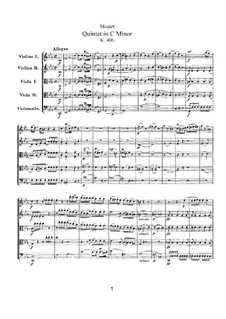 String Quintet No.2 in C Minor, K.406/516b: Partitura completa by Wolfgang Amadeus Mozart