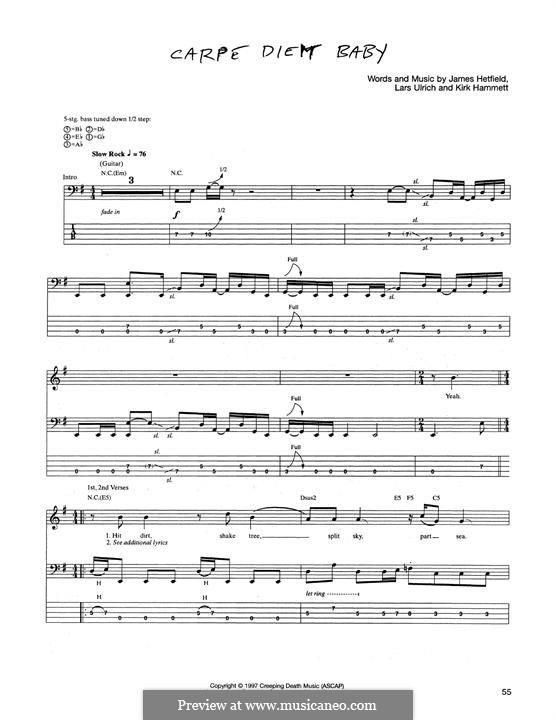 Carpe Diem Baby (Metallica): para baixo com guia by James Hetfield, Kirk Hammett, Lars Ulrich