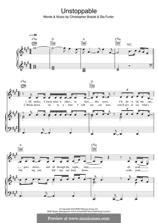 Unstoppable: Para vocais e piano (ou Guitarra) by Chris Braide, Sia Furler