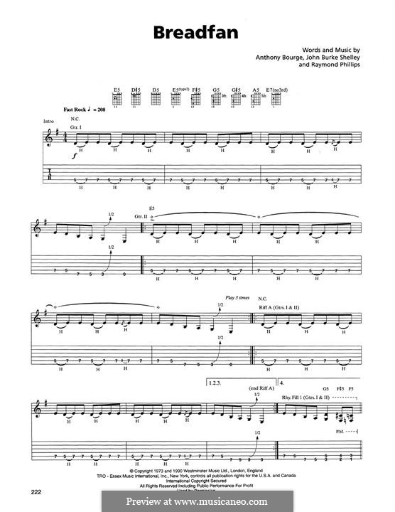 Breadfan (Metallica): Para guitarra com guia by Anthony Bourge, John Shelley, Raymond Phillips