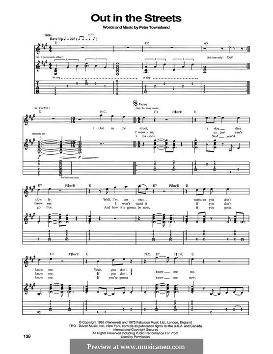 Out in the Street (The Who): Para guitarra com guia by Peter Townshend