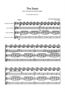 The Swan: para quarteto de saxofone by Camille Saint-Saëns