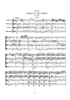 String Quartet No.8 in F Major, K.168: Partitura completa by Wolfgang Amadeus Mozart