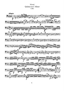 String Quintet No.2 in C Minor, K.406/516b: parte violoncelo by Wolfgang Amadeus Mozart