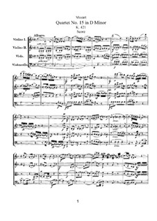 String Quartet No.15 in D Minor, K.421/K.417b: Partitura completa by Wolfgang Amadeus Mozart