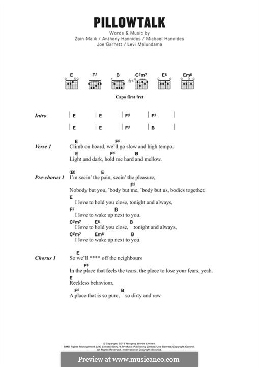 Pillowtalk (ZAYN): Letras e Acordes by Zayn Malik, Anthony Hannides, Joe Garrett, Levi Malundama, Michael Hannides