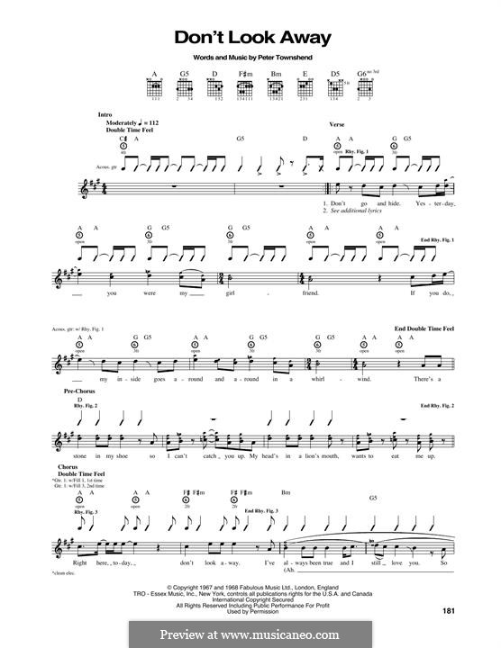 Don't Look Away (The Who): Para guitarra com guia by Peter Townshend