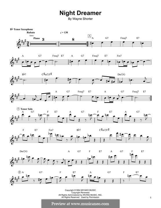 Night Dreamer: para saxofone tenor by Wayne Shorter