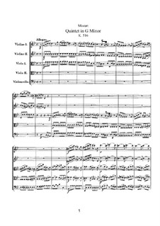 String Quintet No.4 in G Minor, K.516: Partitura completa by Wolfgang Amadeus Mozart