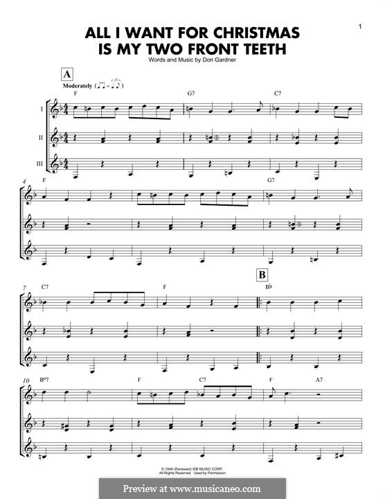 All I Want for Christmas Is My Two Front Teeth: For any instrument (Spike Jones & The City Slickers) by Don Gardner