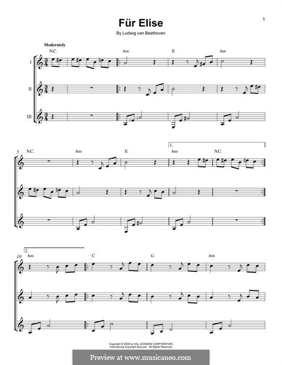 For Elise (Printable Scores), WoO 59: For any instrument by Ludwig van Beethoven