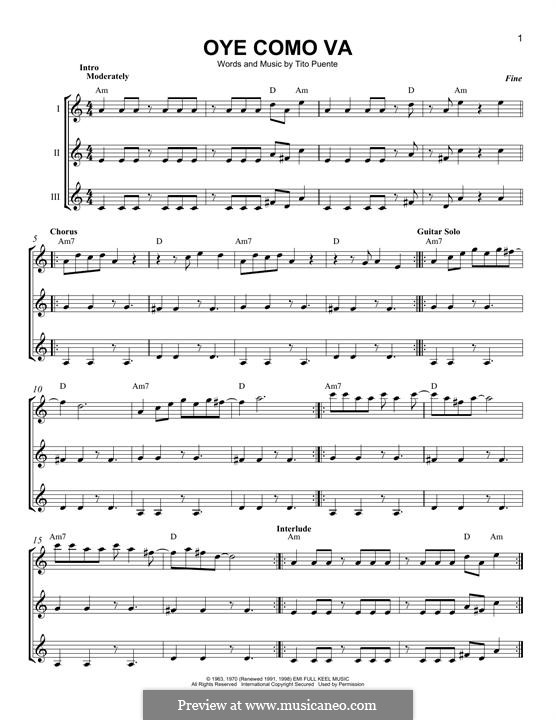 Oye Como Va (Santana): For any instrument by Tito Puente