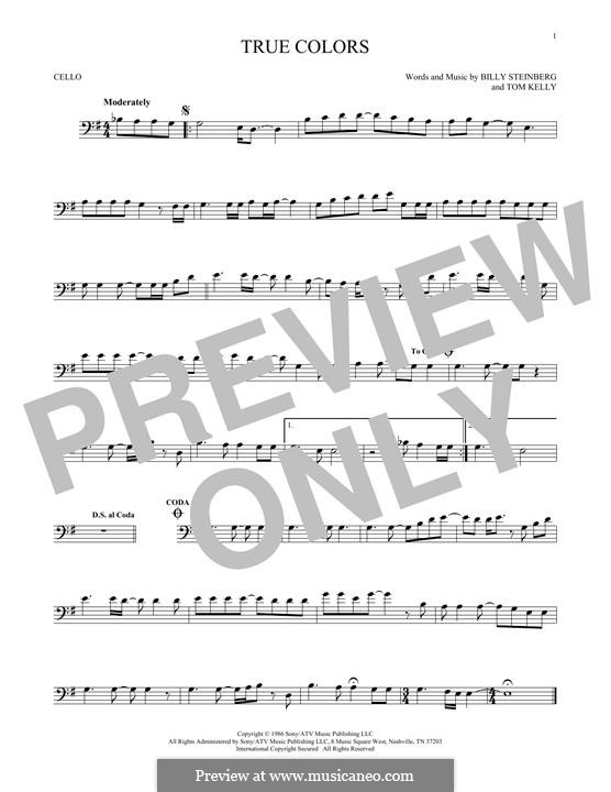 True Colors: para violoncelo by Billy Steinberg, Tom Kelly