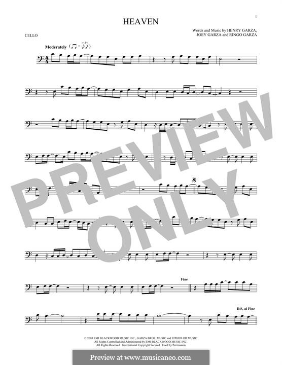 Heaven (Los Lonely Boys): para violoncelo by Henry Garza, Joey Garza, Ringo Garza
