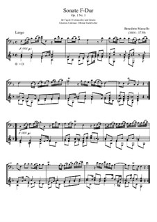 Six Sonatas for Cello (or Viola) and Basso Continuo, Op.1: Sonata No.1 in F Major, for bassoon and guitar by Benedetto Marcello