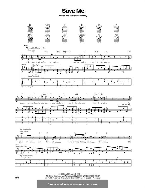 Save Me (Queen): Para guitarra com guia by Brian May