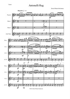 Antonelli Rag: For high flute quartet (1 piccolo, 2 flutes, 1 alto flute) by David W Solomons