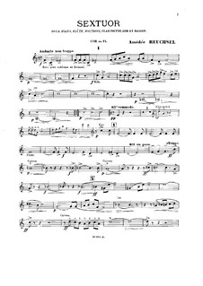 Sextet for Piano and Winds: parte trompa by Amédée Reuchsel