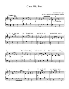 Caro mio ben (O Maiden Dear): For piano solo with lyrics by Tommaso Giordani