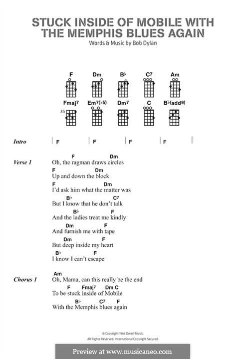 Stuck Inside of Mobile with the Memphis Blues Again: Letras e Acordes by Bob Dylan