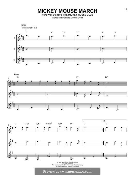 Mickey Mouse March (from The Mickey Mouse Club): For any instrument by Jimmie Dodd