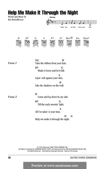 Help Me Make It Through the Night: Letras e Acordes by Kris Kristofferson