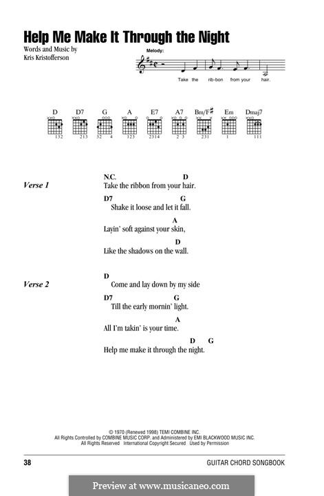 Help Me Make It Through the Night: Letras e Acordes by Kris Kristofferson
