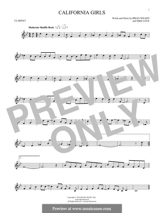 California Girls (The Beach Boys): para clarinete by Brian Wilson, Mike Love