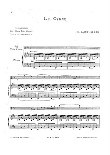 The Swan: For viola (or viola d'amore) and piano by Camille Saint-Saëns