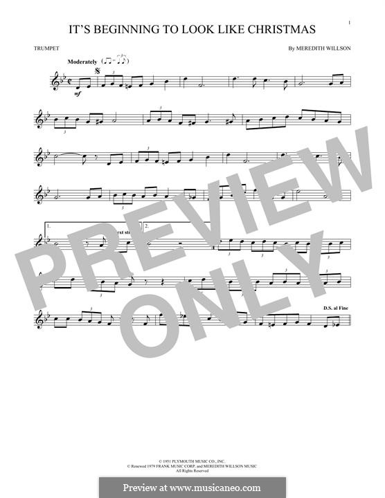 It's Beginning to Look a Lot Like Christmas (Perry Como): para trompeta by Meredith Willson