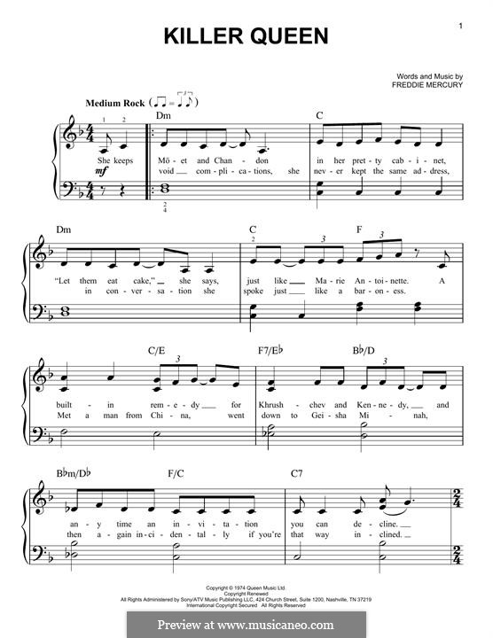 Killer Queen (Queen): Para Piano by Freddie Mercury
