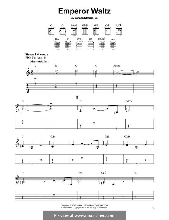 Emperor Waltz, Op.437: Para Guitarra by Johann Strauss (Sohn)