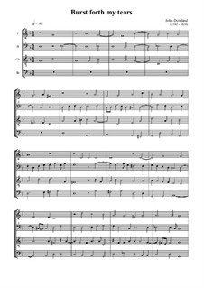 Burst Forth My Tears: For quartet recorder by John Dowland
