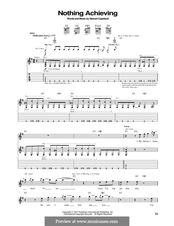 Nothing Achieving (The Police): Para guitarra com guia by Ian Copeland, Stewart Copeland