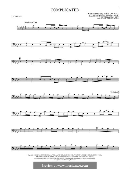 Complicated: para trombone by Avril Lavigne, Graham Edwards, Lauren Christy, Scott Spock