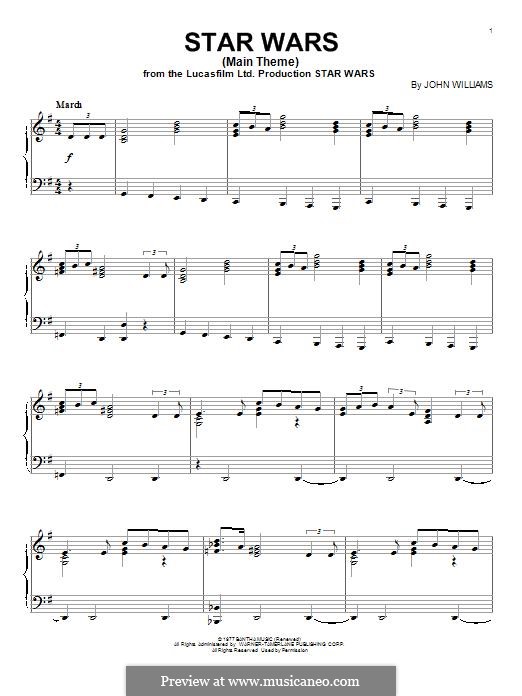 Star Wars (Main Theme): Para Piano by John Williams