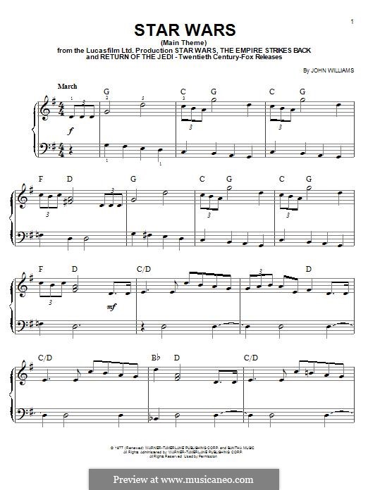 Star Wars (Main Theme): Para Piano by John Williams