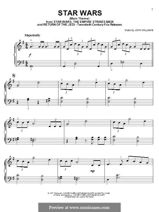 Star Wars (Main Theme): Para Piano by John Williams