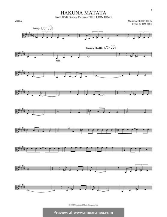 Hakuna Matata (from The Lion King): para viola by Elton John