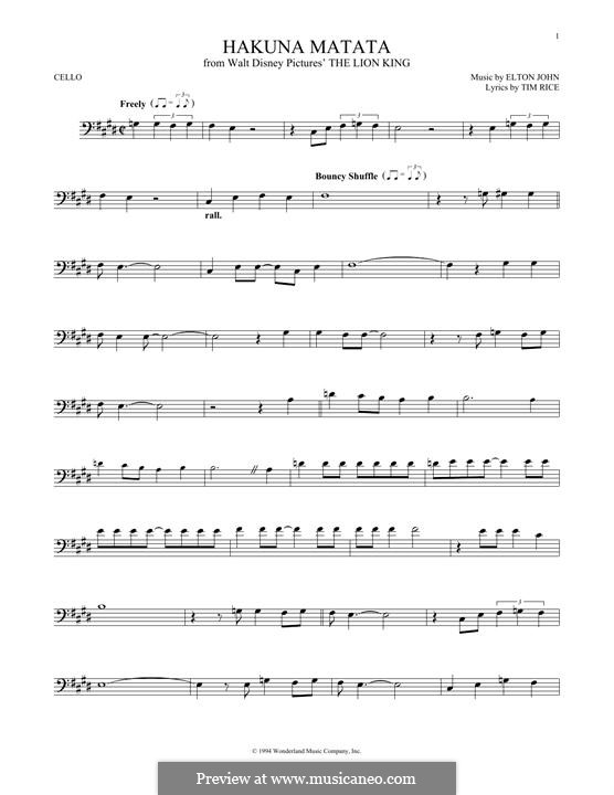 Hakuna Matata (from The Lion King): para violoncelo by Elton John