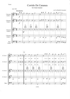 Corrido de Cananea: For guitar quartet by folklore
