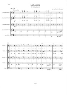 La Llorona: For guitar quartet by folklore