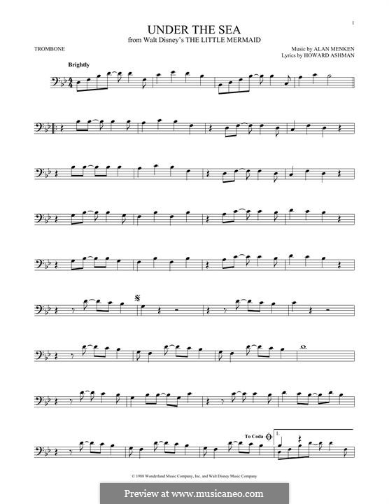 Under the Sea (from The Little Mermaid): para trombone by Alan Menken