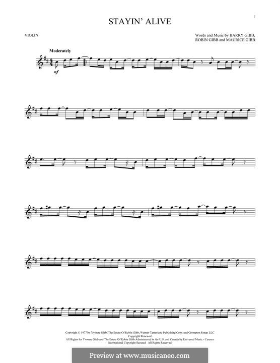 Stayin' Alive (The Bee Gees): para violino by Barry Gibb, Maurice Gibb, Robin Gibb