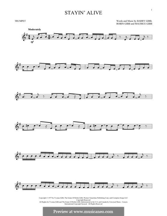 Stayin' Alive (The Bee Gees): para trompeta by Barry Gibb, Maurice Gibb, Robin Gibb