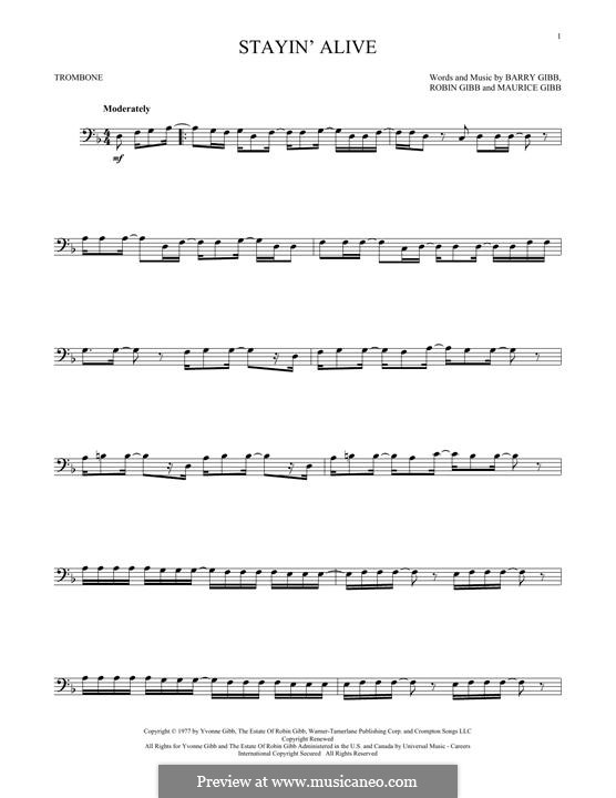Stayin' Alive (The Bee Gees): para trombone by Barry Gibb, Maurice Gibb, Robin Gibb