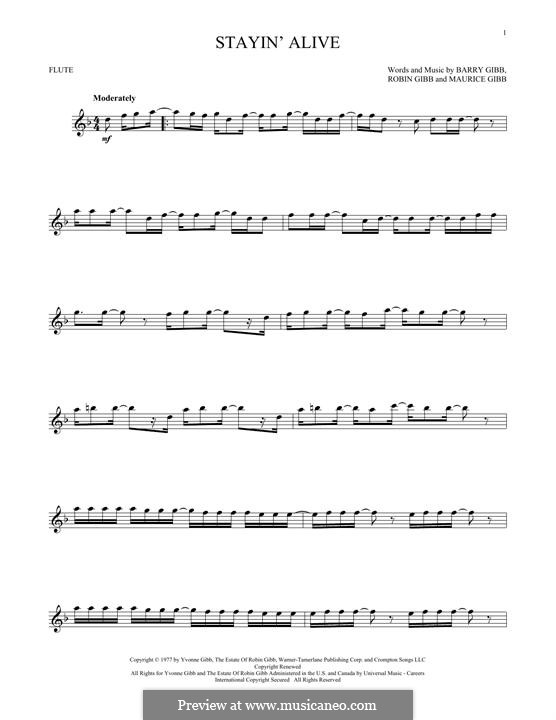 Stayin' Alive (The Bee Gees): para flauta by Barry Gibb, Maurice Gibb, Robin Gibb