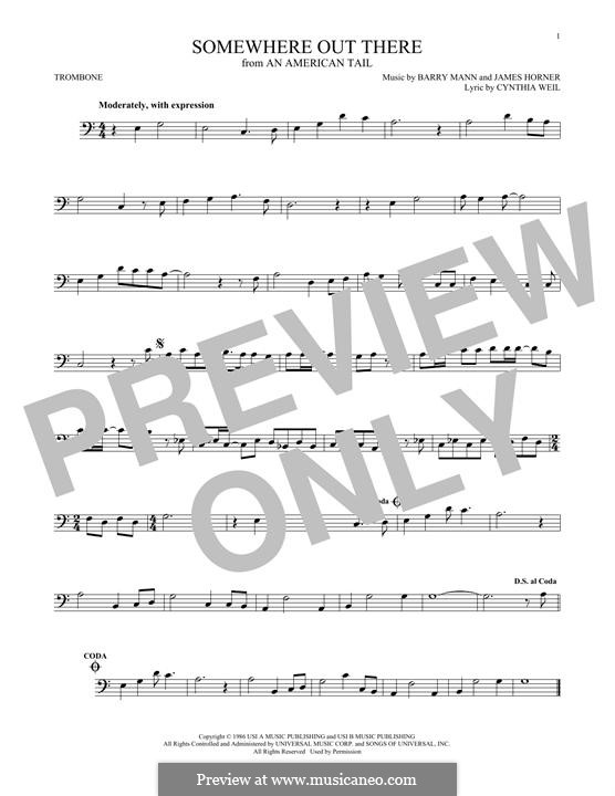 Somewhere Out There (from An American Tail): para trombone by Barry Mann, Cynthia Weil, James Horner