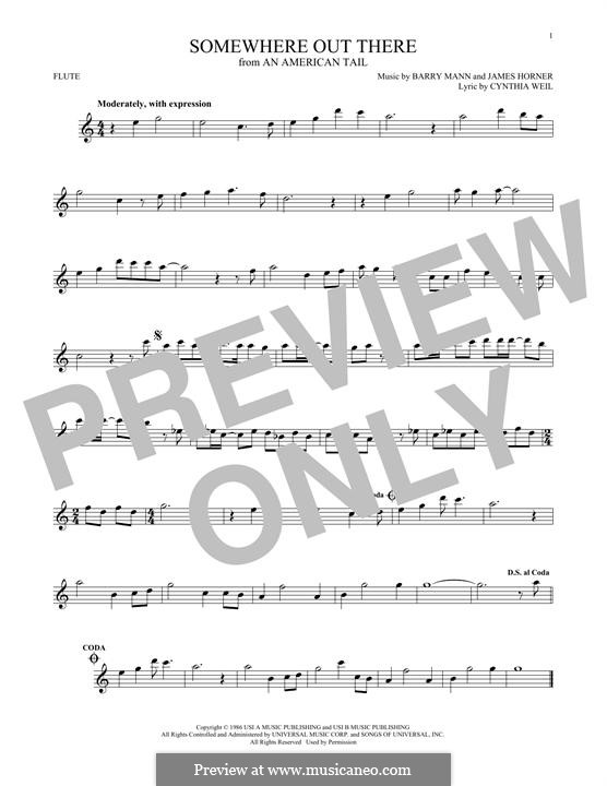 Somewhere Out There (from An American Tail): para flauta by Barry Mann, Cynthia Weil, James Horner